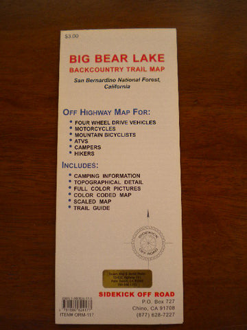 Big Bear Lake Backcountry Trail Map